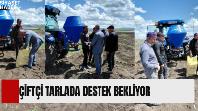 CHP Göle İlçe Başkanı Recai Özalp, çiftçilerle birlikte tarlaya inerek