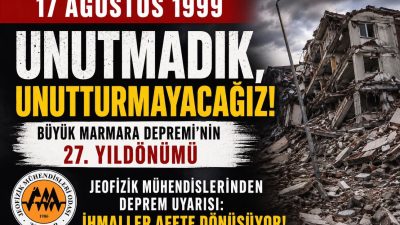 TMMOB Jeofizik Mühendisleri Odası İstanbul Şubesi, 17 Ağustos 1999 Büyük